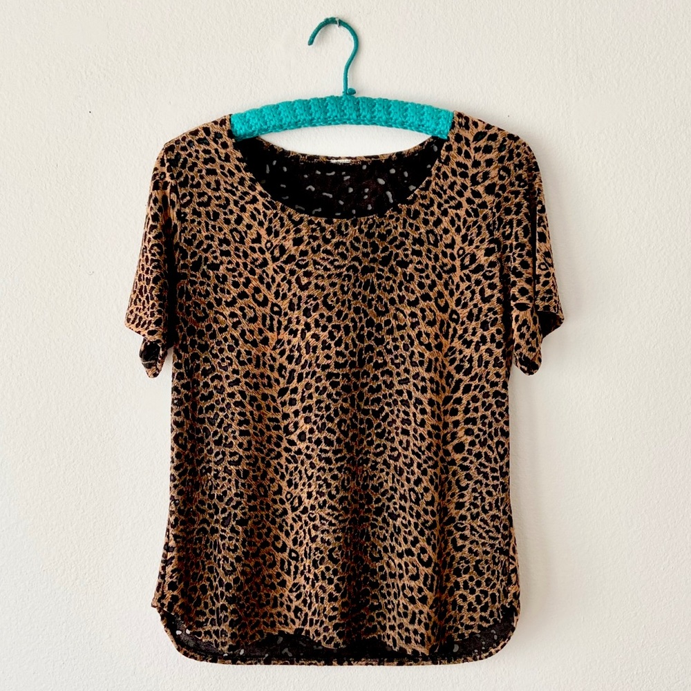 Vintage Leopard Print Semi Sheer Shirt